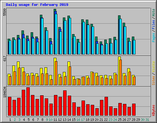 Daily usage for February 2019