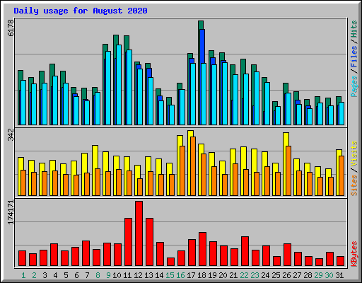 Daily usage for August 2020