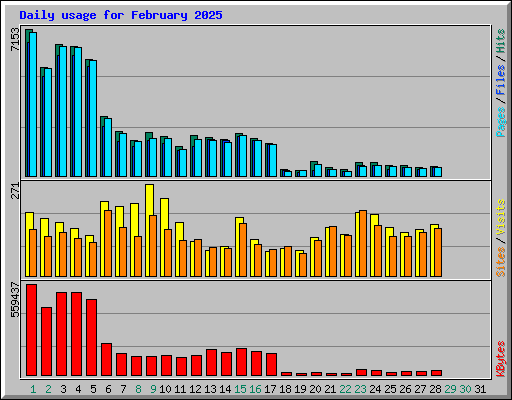 Daily usage for February 2025