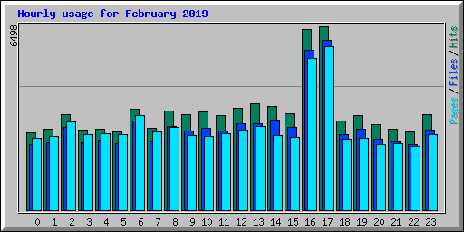 Hourly usage for February 2019